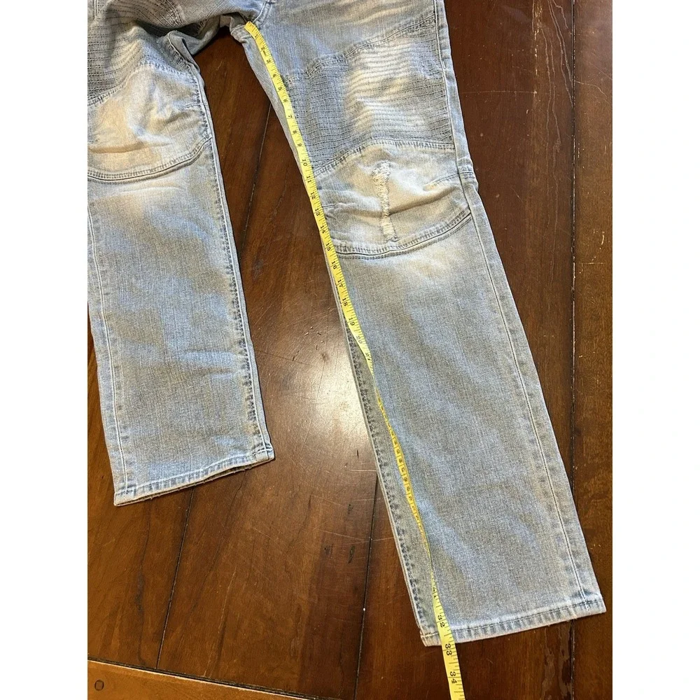 True Religion Skinny Moto Blue Jeans Mens 33x33 EUC